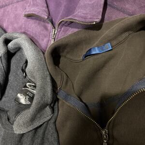 Lot Of 3 Agave Lux Men Small Quarter 1/4 Zip Pullover USA 2 Supima Cotton 1 Wool